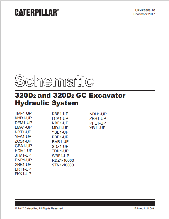 Caterpillar Cat 320D2 Excavator Schematic Manual PDF | S/N DNP