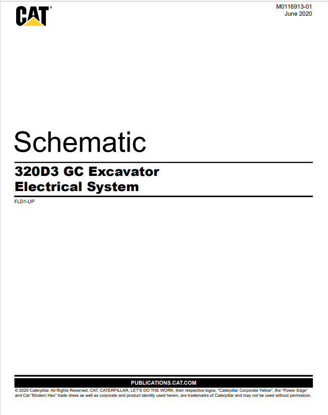 Caterpillar Cat 320D3 GC Excavator Electrical And Hydraulic Schematic Manual PDF | S/N FLD