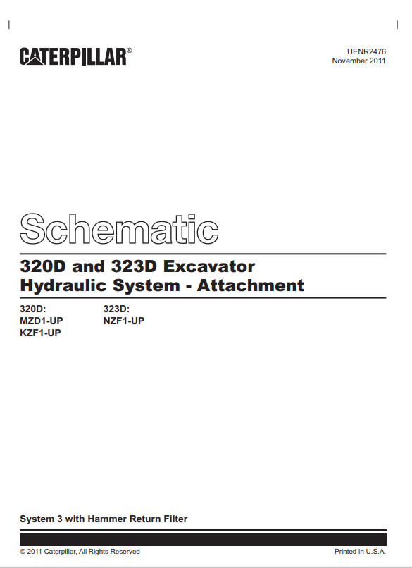 Caterpillar Cat 320D Excavator Electrical and Hydraulic Schematic Manual PDF | S/N MZD