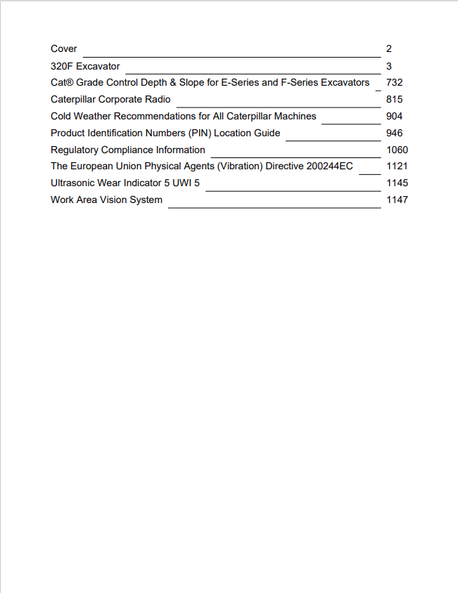 Caterpillar Cat 320F L Excavator Operation and Maintenance Manual PDF | S/N NHD