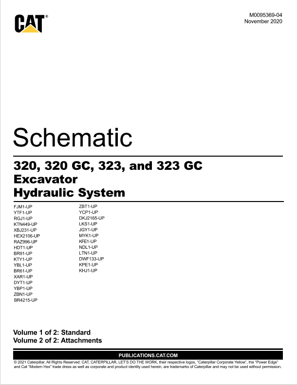 Caterpillar Cat 320 GC Excavator Electrical and Hydraulic Schematic Manual PDF | S/N RGJ