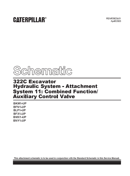 Caterpillar Cat 322C Excavator Electrical And Hydraulic Schematic Manual PDF | S/N BLP