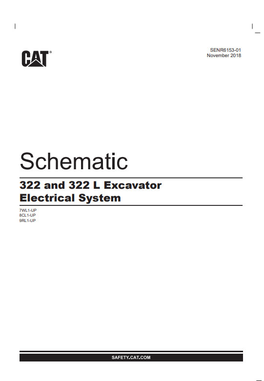Caterpillar Cat 322 and 322 L Excavator Schematic Manual PDF | S/N 8CL00001