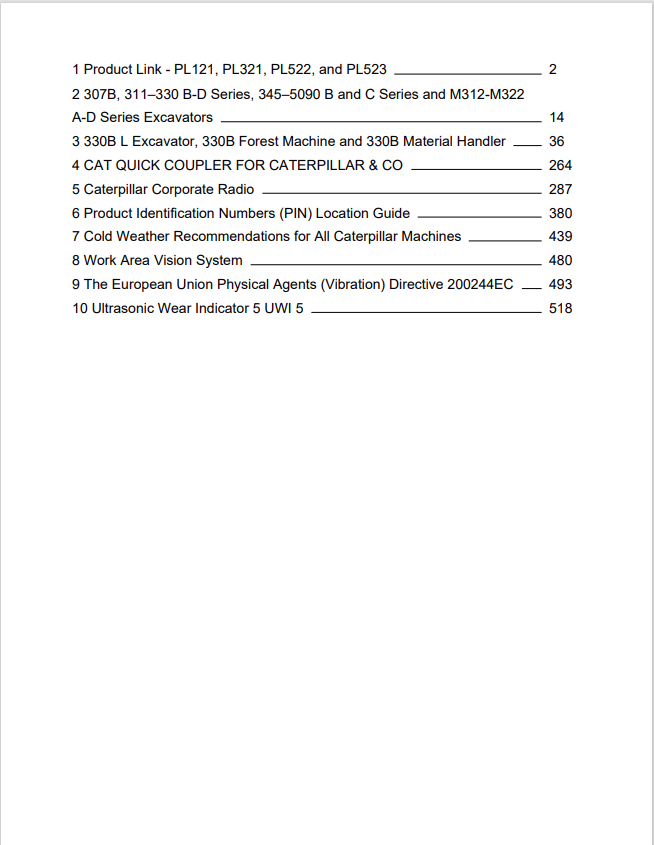 Caterpillar Cat 330B L Excavator Operation and Maintenance Manual PDF | S/N 6DR