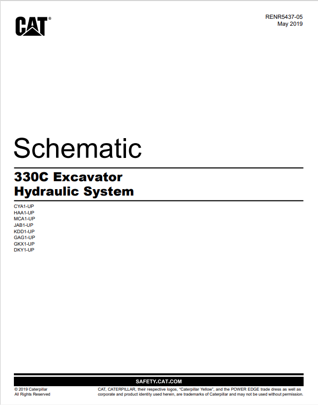 Caterpillar Cat 330C L Excavator Schematic Manual PDF | S/N DKY