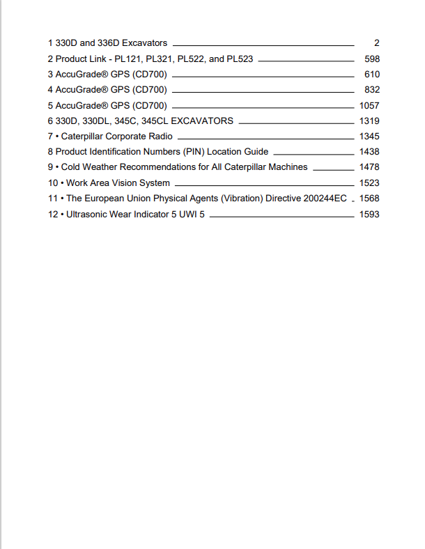 Caterpillar Cat 330D Excavator Operation and Maintenance Manual PDF | S/N MEY