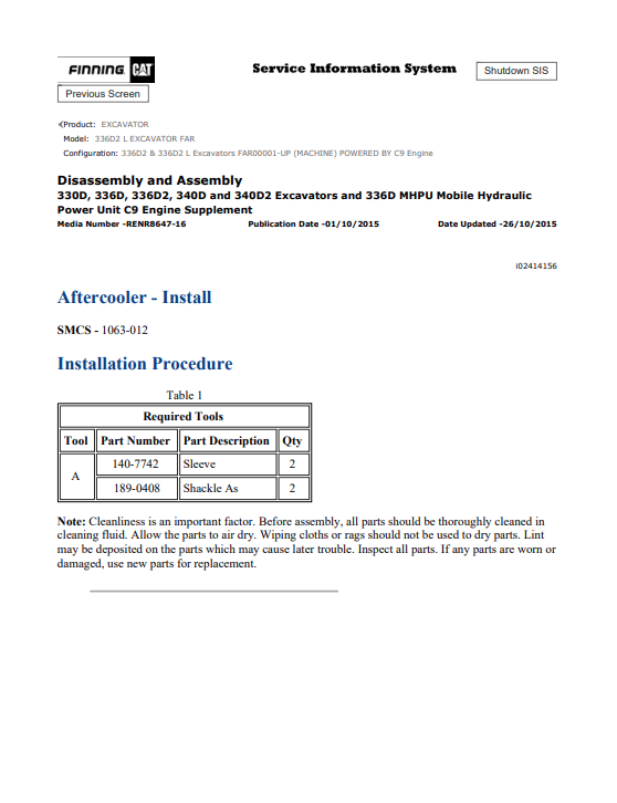 Caterpillar Cat 336D2 L Excavator Service and Repair Manual PDF | S/N FAR
