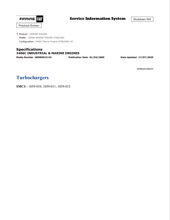 Caterpillar Cat 3406B Marine Engine Service and Repair Manual PDF | S/N 4TB03482