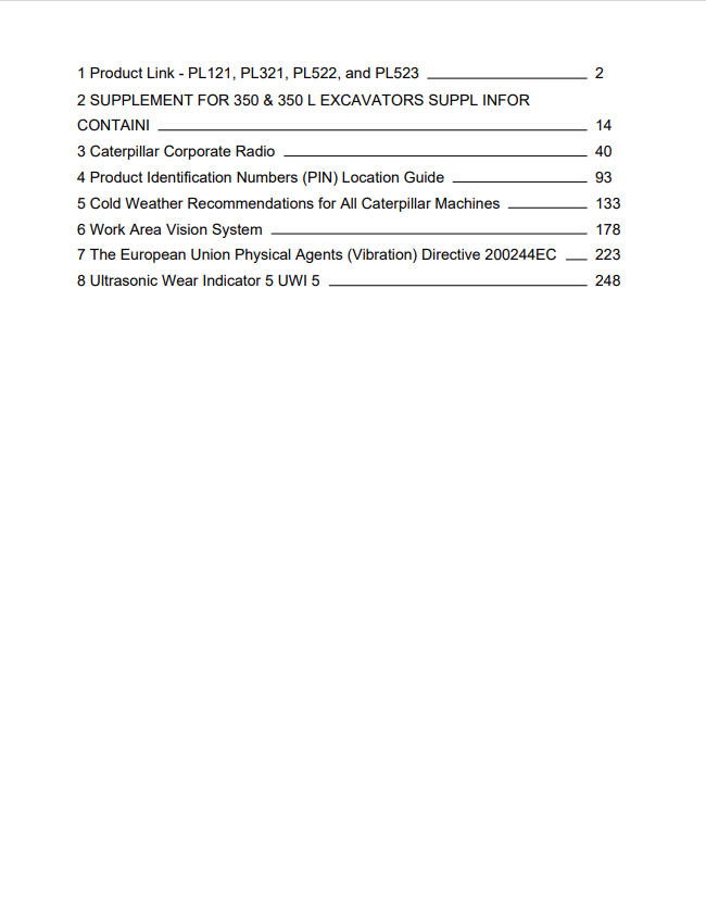 Caterpillar Cat 350-A L Excavator Operation and Maintenance Manual PDF | S/N 9FL