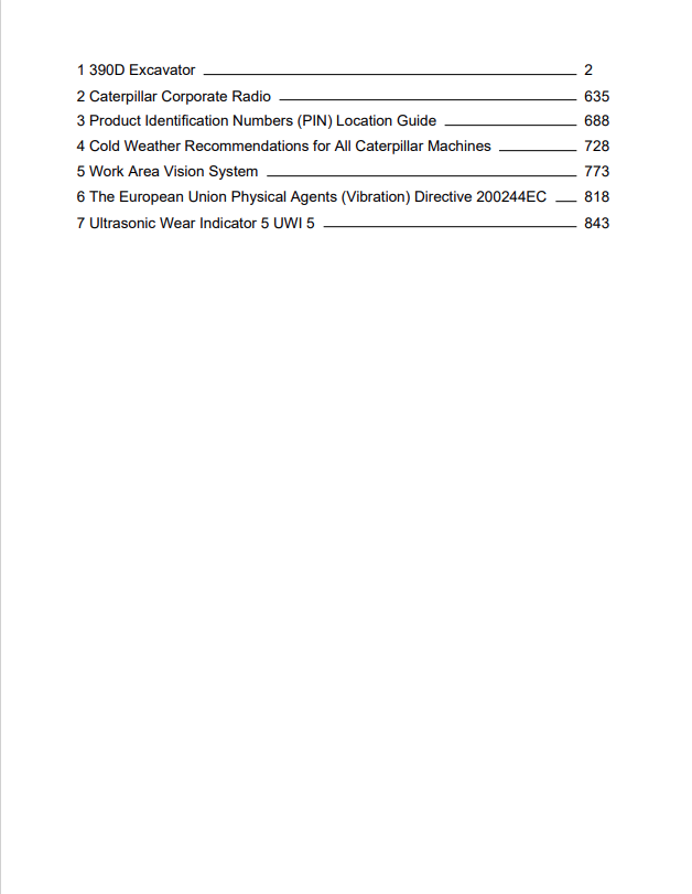 Caterpillar Cat 390D L Excavator Operation and Maintenance Manual PDF | S/N WBT