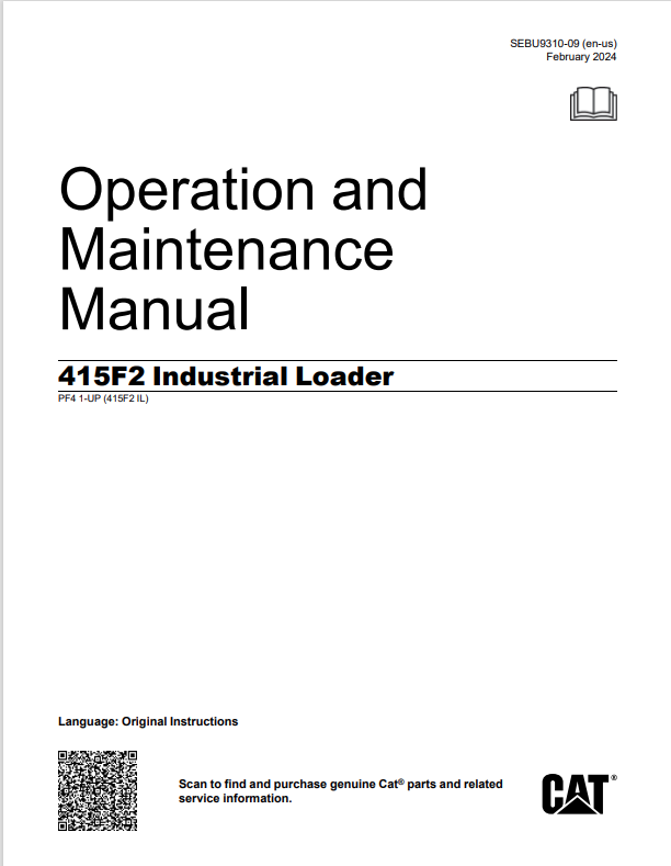 Caterpillar Cat 415F2 Industrial Loader Operation and Maintenance Manual PDF | S/N PF4