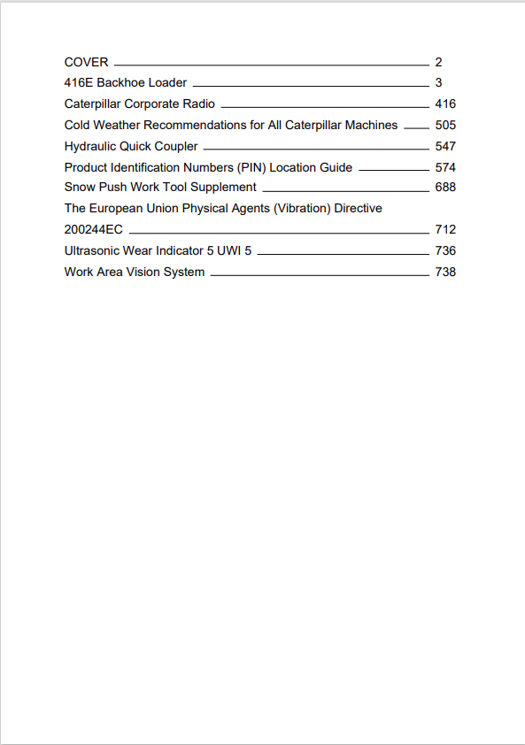 Caterpillar Cat 416E Backhoe Loader Operation and Maintenance Manual PDF | S/N BWC