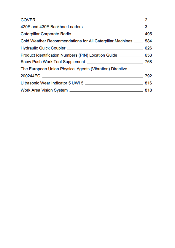 Caterpillar Cat 420E Backhoe Loader Operation and Maintenance Manual PDF | S/N DAN
