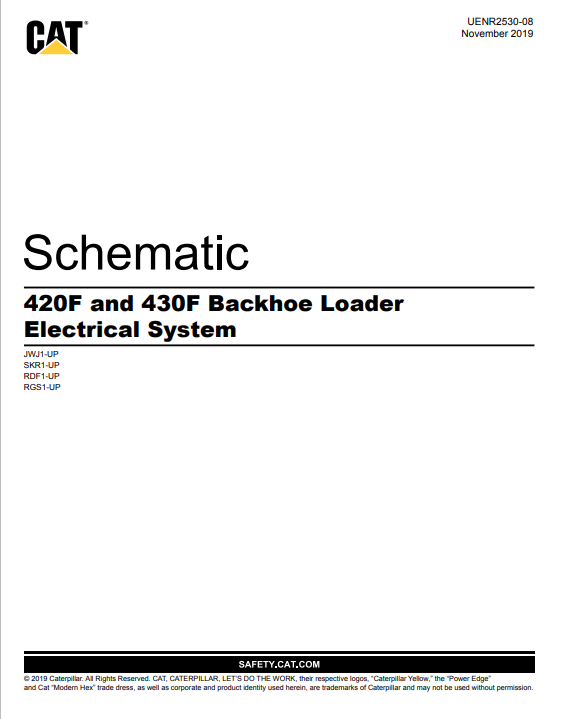 Caterpillar Cat 420F Backhoe Loader Electrical and Hydraulic Schematic Manual PDF | S/N JWJ