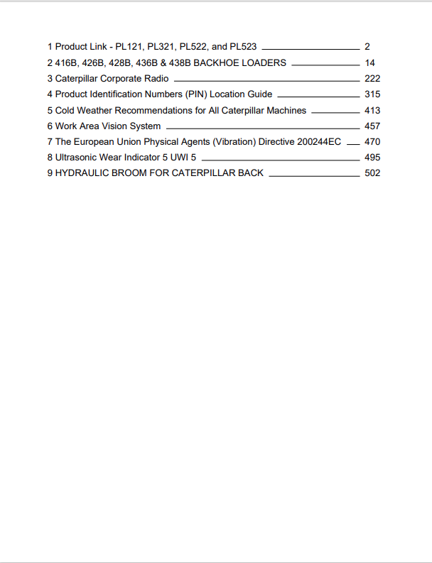 Caterpillar Cat 428B Backhoe Loader Operation and Maintenance Manual PDF | S/N 7EJ