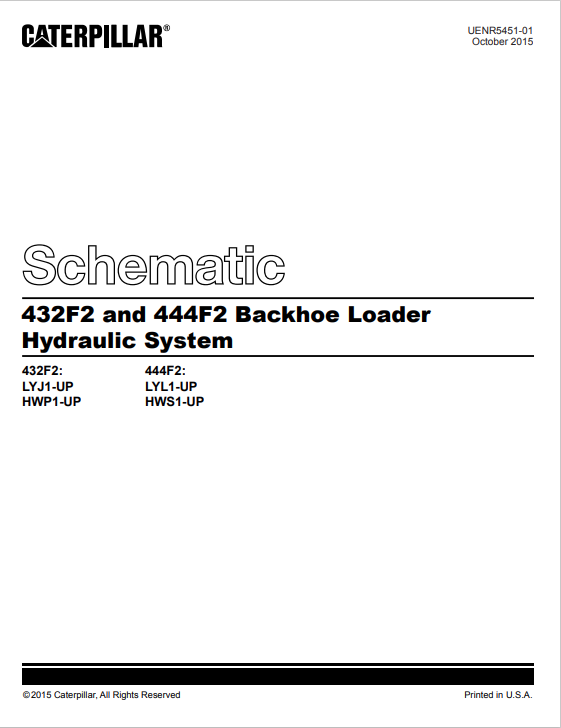 Caterpillar Cat 432F2 Backhoe Loader Electrical and Hydraulic Schematic Manual PDF | S/N HWP