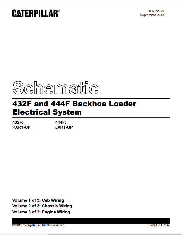 Caterpillar Cat 432F Backhoe Loader Electrical and Hydraulic Schematic Manual PDF | S/N PXR