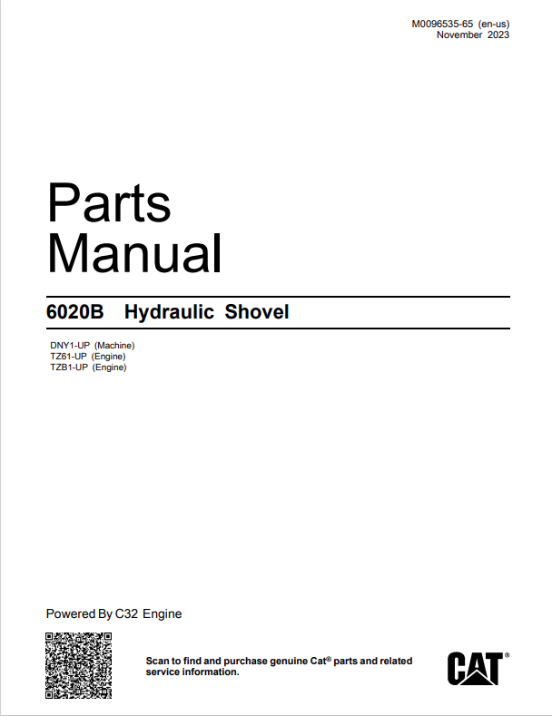 Caterpillar Cat 6020B Hydraulic Shovel Parts Catalogue Manual PDF | S/N DNY