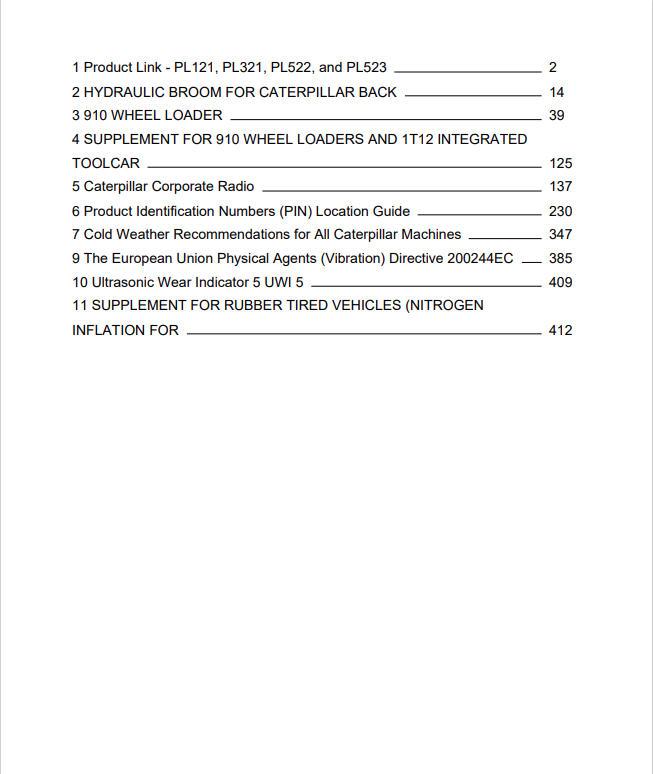 Caterpillar Cat 910 Compact Wheel Loader Operation and Maintenance Manual PDF | S/N 40Y