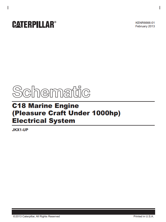 Caterpillar Cat C18 Marine Engine Electrical and Hydraulic Schematic Manual PDF | S/N JKX