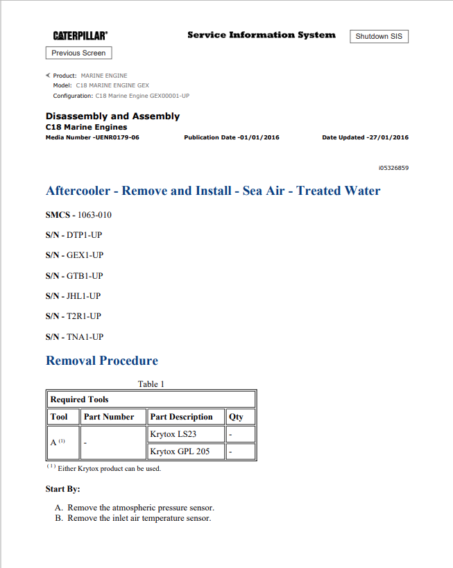 Caterpillar Cat C18 Marine Engine Service and Repair Manual PDF | S/N GEX