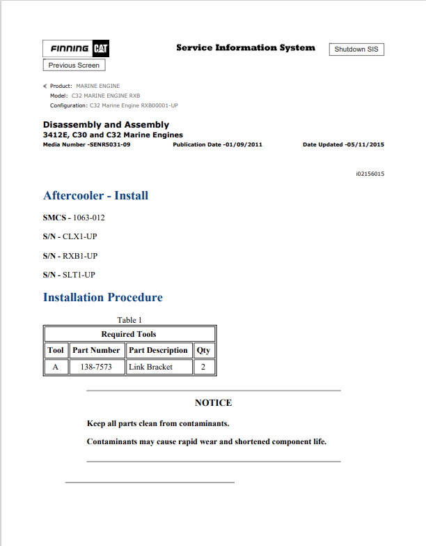Caterpillar Cat C32 Marine Engine Service and Repair Manual PDF | S/N RXB