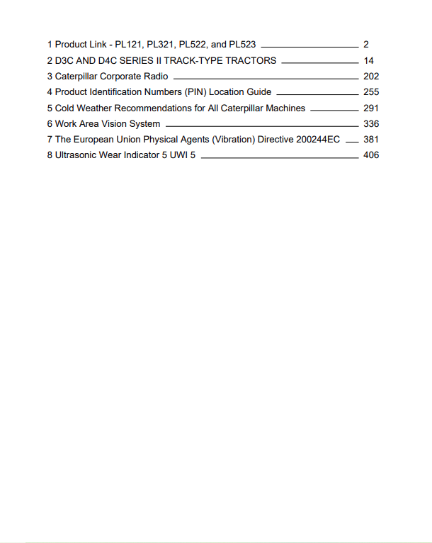 Caterpillar Cat D4C II Track-type Tractor Operation and Maintenance Manual PDF | S/N 9BG
