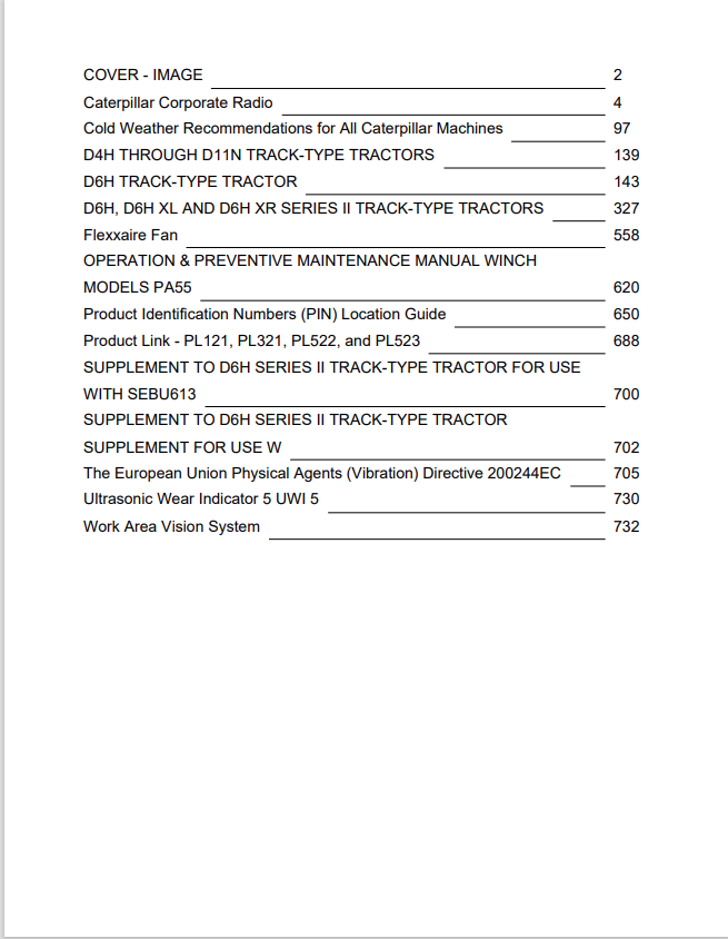 Caterpillar Cat D6H Track-type Tractor Operation and Maintenance Manual PDF | S/N 4YF