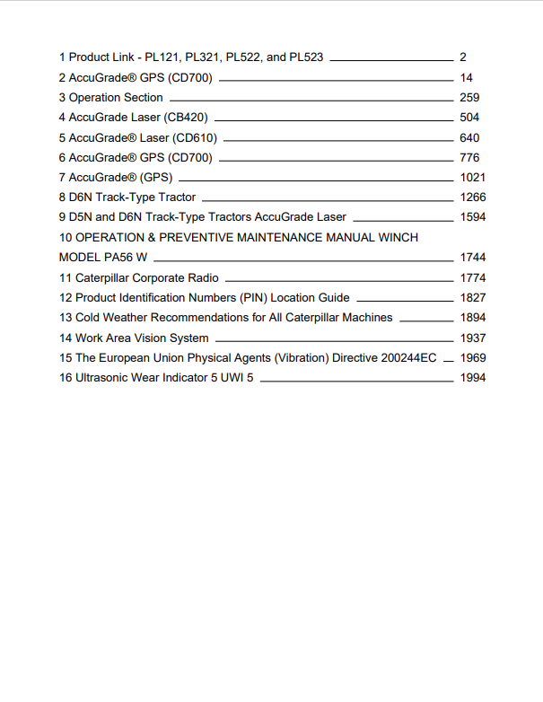 Caterpillar Cat D6N Track-type Tractor Operation and Maintenance Manual PDF | S/N ALY