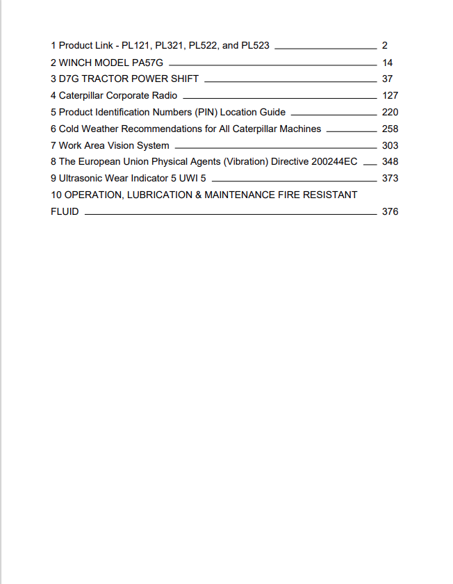 Caterpillar Cat D7G Track-type Tractor Operation and Maintenance Manual PDF | S/N 92V