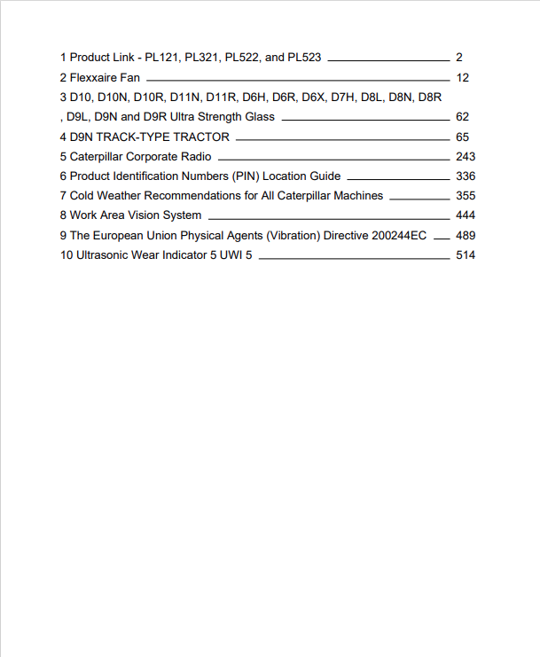 Caterpillar Cat D9N Track-type Tractor Operation And Maintenance Manual PDF | S/N 6XJ
