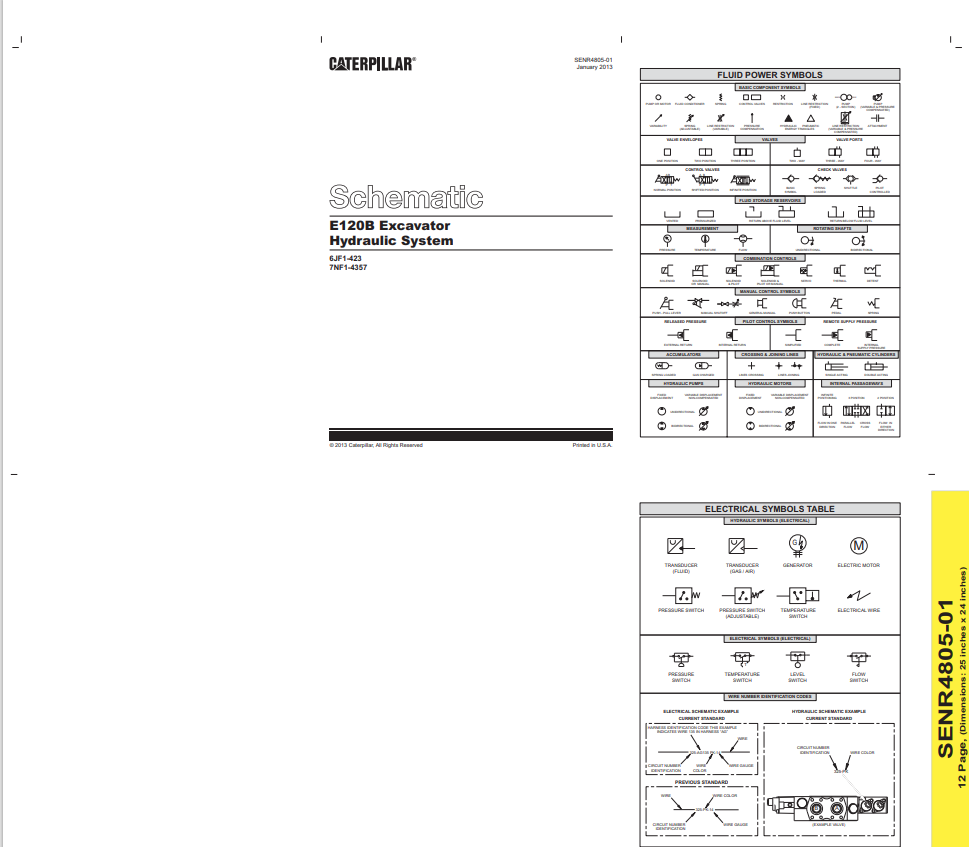 Caterpillar Cat E120B Excavator Hydraulic System Schematic Manual PDF | S/N 7NF