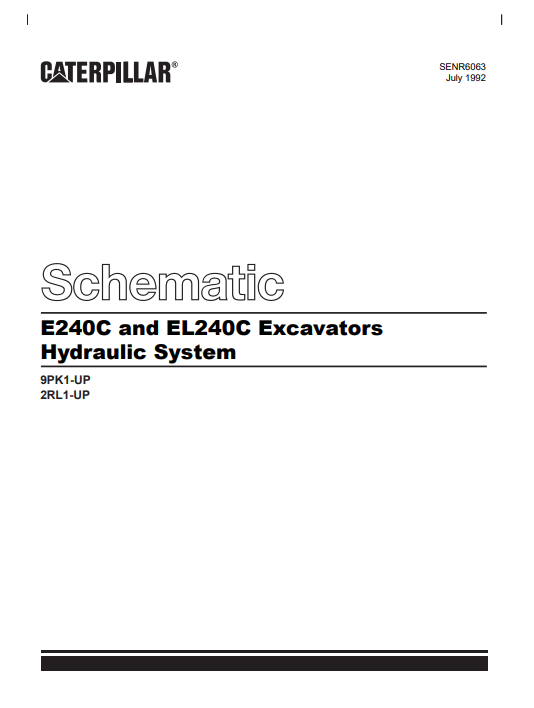 Caterpillar Cat EL240C Excavator Electrical and Hydraulic Schematic Manual PDF | S/N 9PK