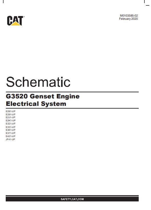 Caterpillar Cat G3520 Generator Set Electrical and Hydraulic Schematic Manual PDF | S/N JF4