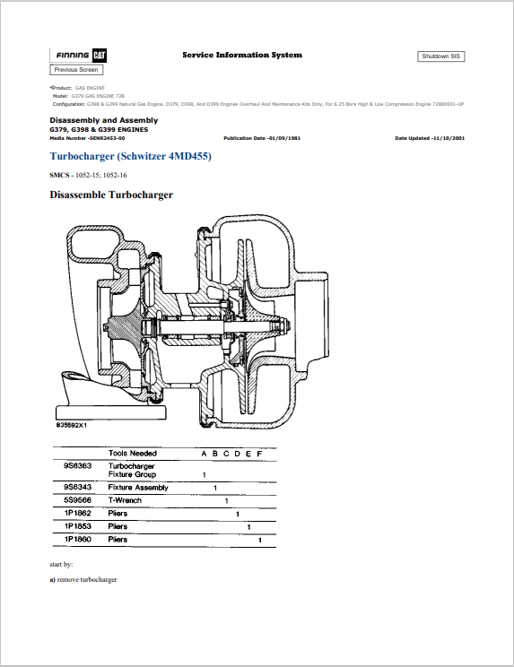 Caterpillar Cat G379 Gas Engine Service and Repair Manual PDF | S/N 72B