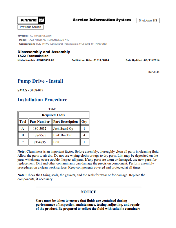 Caterpillar Cat TA22-M4WD AG Transmission Service Repair Manual PDF | S/N X4G