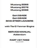 GEHL 5640E, 6640E MUSTANG 2066, 2076, 2086 SKID STEER LOADER WITH TIER3 YANMAR ENGINE SERVICE MANUAL 917292 - PDF