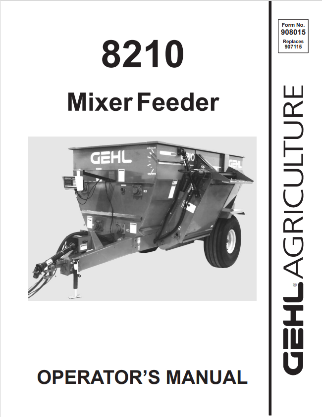 GEHL 8210 MIXER FEEDER OPERATOR MANUAL 908015- PDF