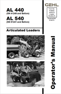 GEHL AL440, AL540 ARTICULATED LOADER OPERATOR MANUAL 918442 - PDF