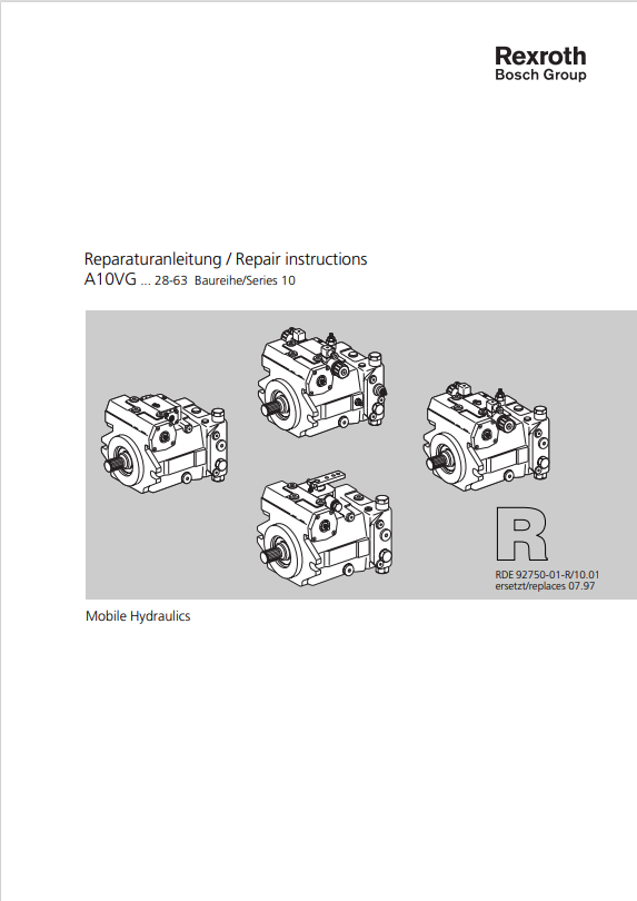 GEHL REXORTH A10VG 28-63 SERIES 10 REPAIR MANUAL 915170 - PDF
