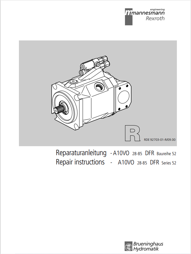 GEHL REXORTH A10VO 28-85 DFR SERIES 52 REPAIR MANUAL 915171 - PDF