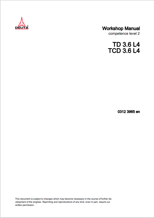 GEHL TD 3.6 L4, TCD 3.6 L4 WORKSHOP MANUAL 0312 3965 EN - PDF
