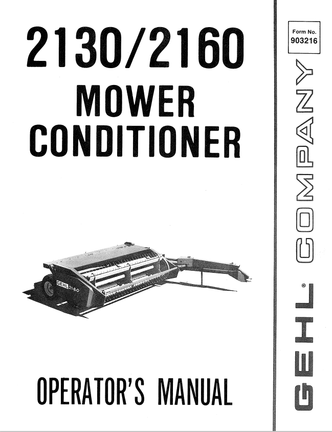 GHEL 2130, 2160 MOWER CONDITIONER OPERATOR MANUAL 903216 - PDF