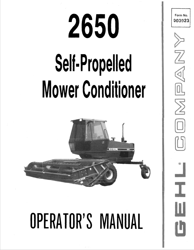 GHEL 2650 SELF-PROPELLED MOWER CONDITIONER OPERATOR MANUAL 903923  - PDF
