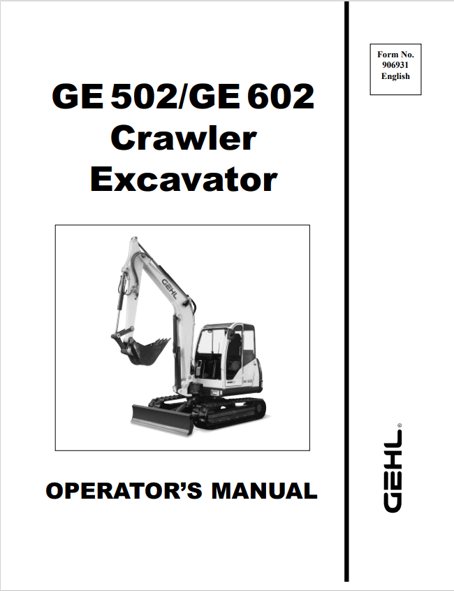 GHEL GE 502, GE 602 CRAWLER EXCAVATOR OPERATOR MANUAL 906931 - PDF