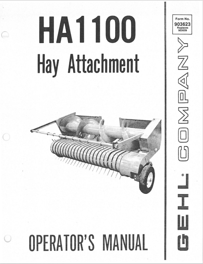 GHEL HA1100 HAY ATTACHMENT OPERATOR MANUAL 903623 - PDF
