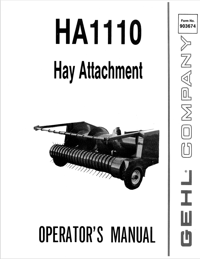 GHEL HA1110 HAY ATTACHMENT OPERATOR MANUAL 903674 - PDF