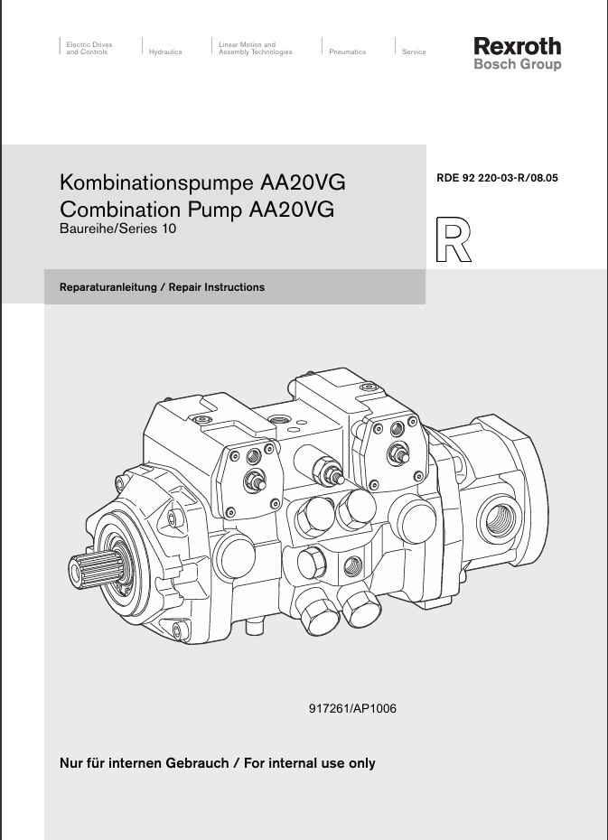 Gehl AA20VG Combination Pump Repair Manual 917261 PDF