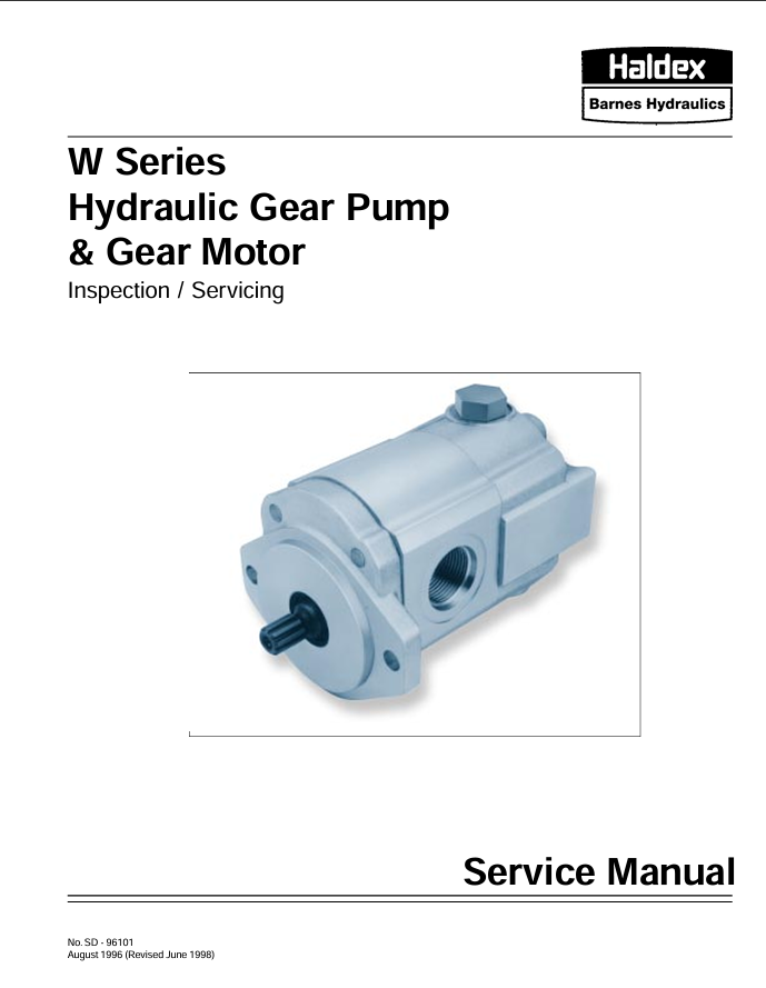 Gehl Barnes W-series Gear Pump & Gear Motor Service Manual 915100 PDF