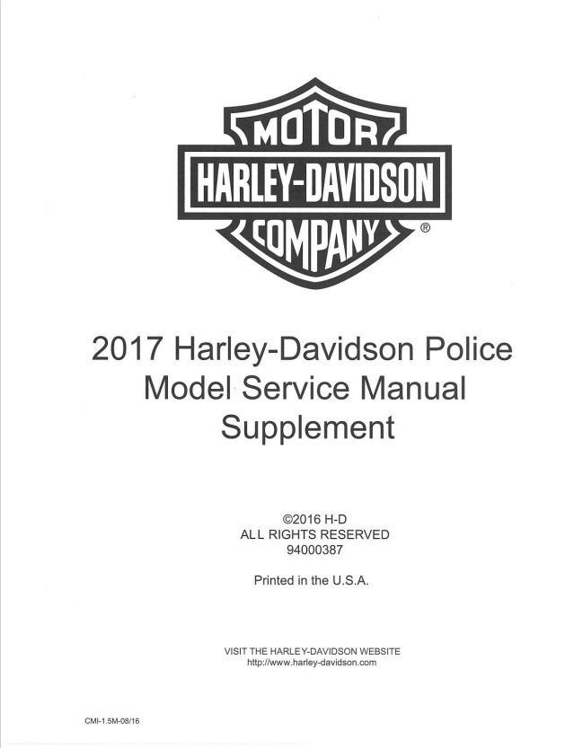 HARLEY-DAVIDSON 2017 POLICE SUPPLEMENT SERVICE MANUAL 94000387 - PDF
